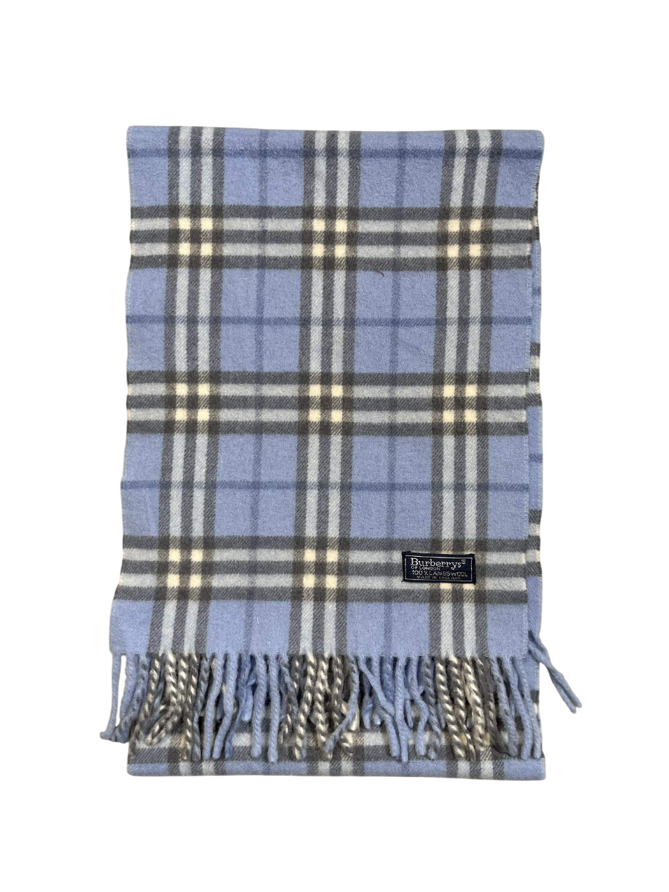 Kockás, kék-szürke vintage gyapjú sál rojtos végződéssel, streetwear stílusban