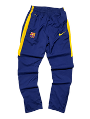 Férfi vintage Nike Barcelona melegítőnadrág, sötétkék, sárga csíkkal, hímzett logóval