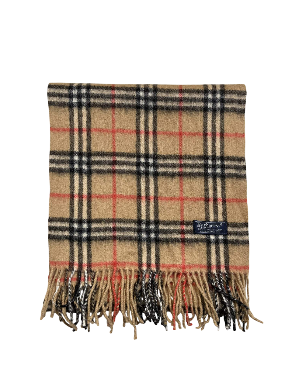 Bézs, kockás mintás vintage gyapjú sál rojtos széllel, streetwear kiegészítő