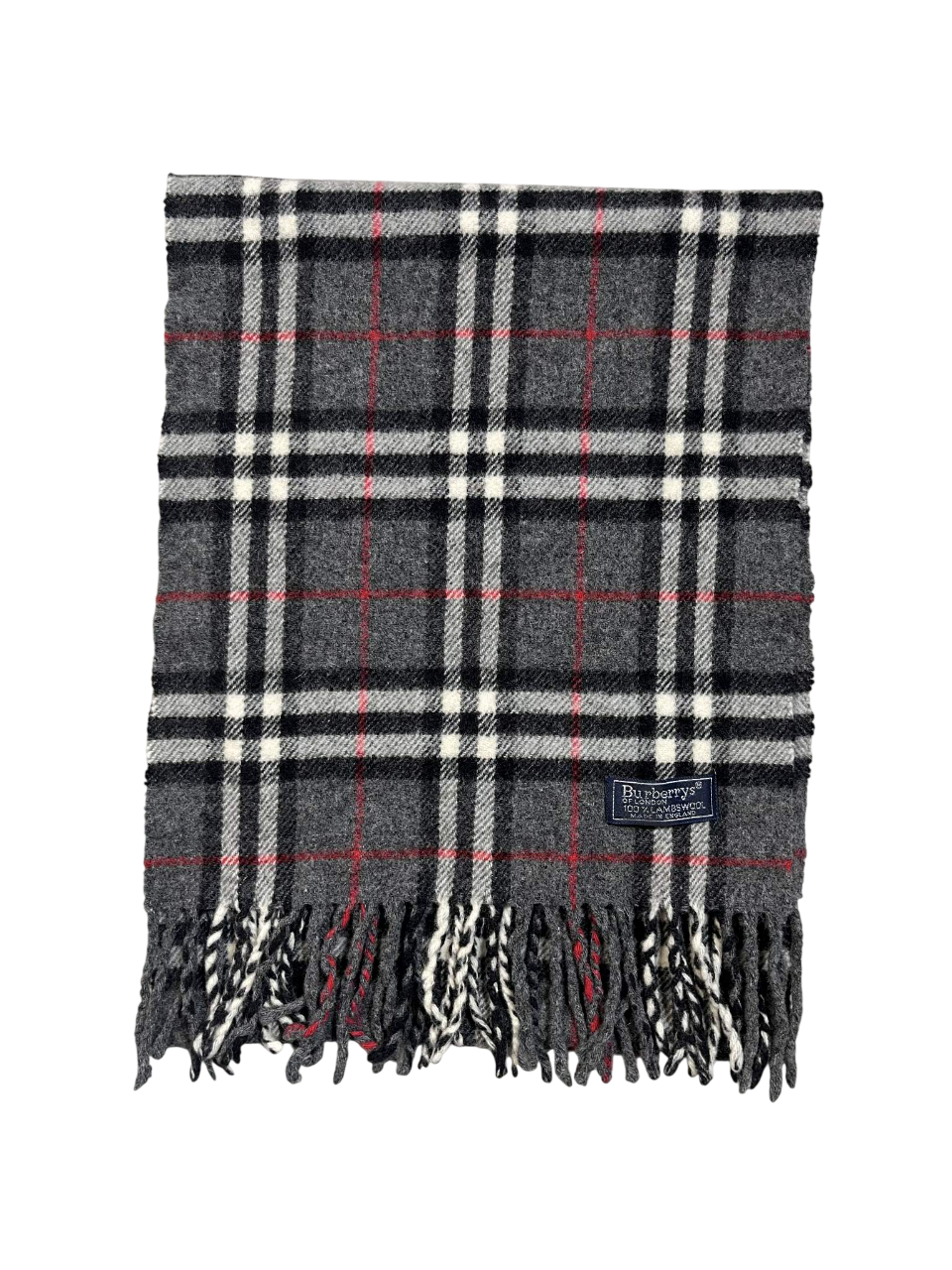 Fekete-fehér kockás gyapjú sál, rojtos szegéllyel, vintage streetwear stílusban