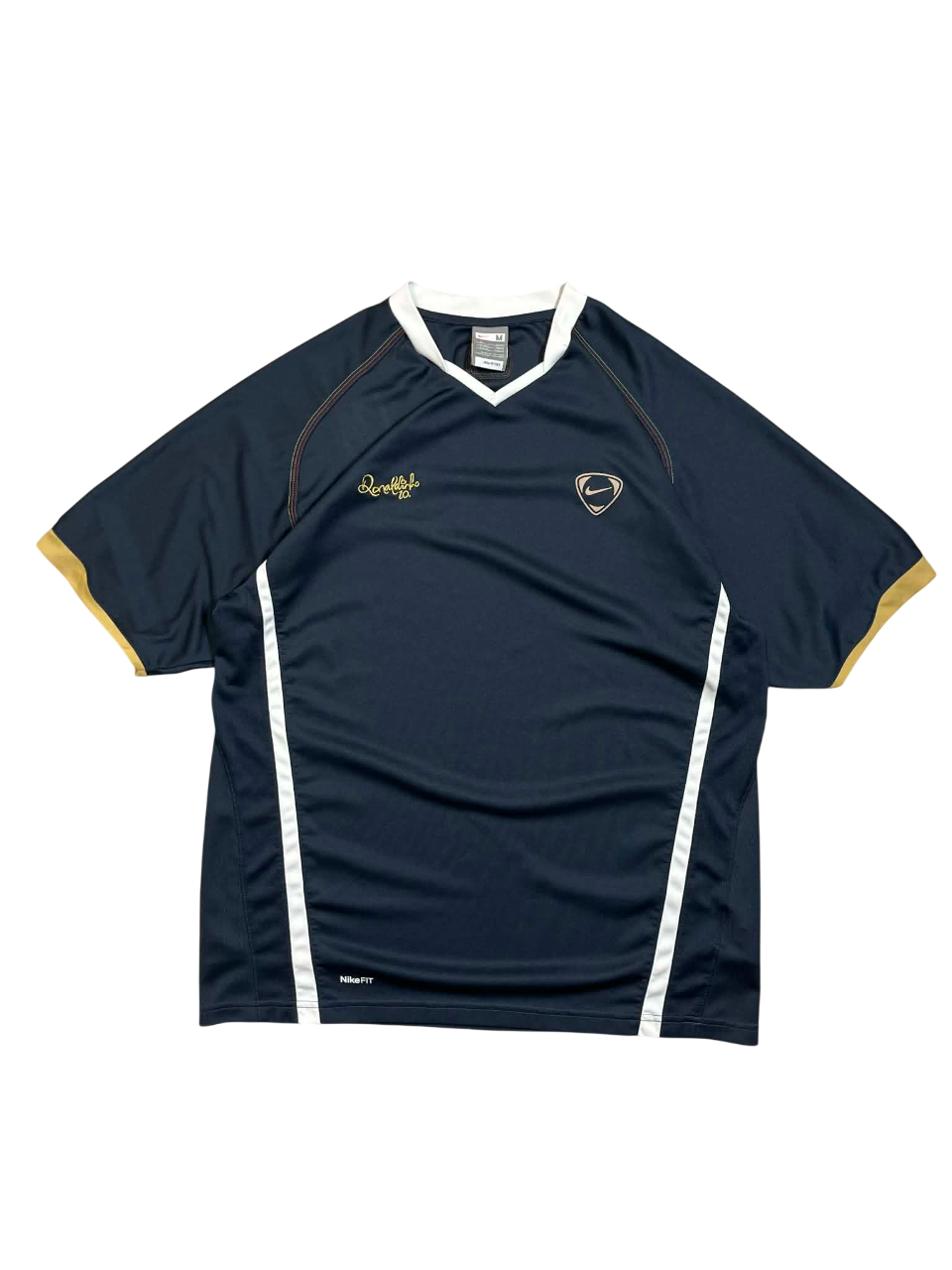 Fekete Nike vintage streetwear póló arany részletekkel, fehér gallérral