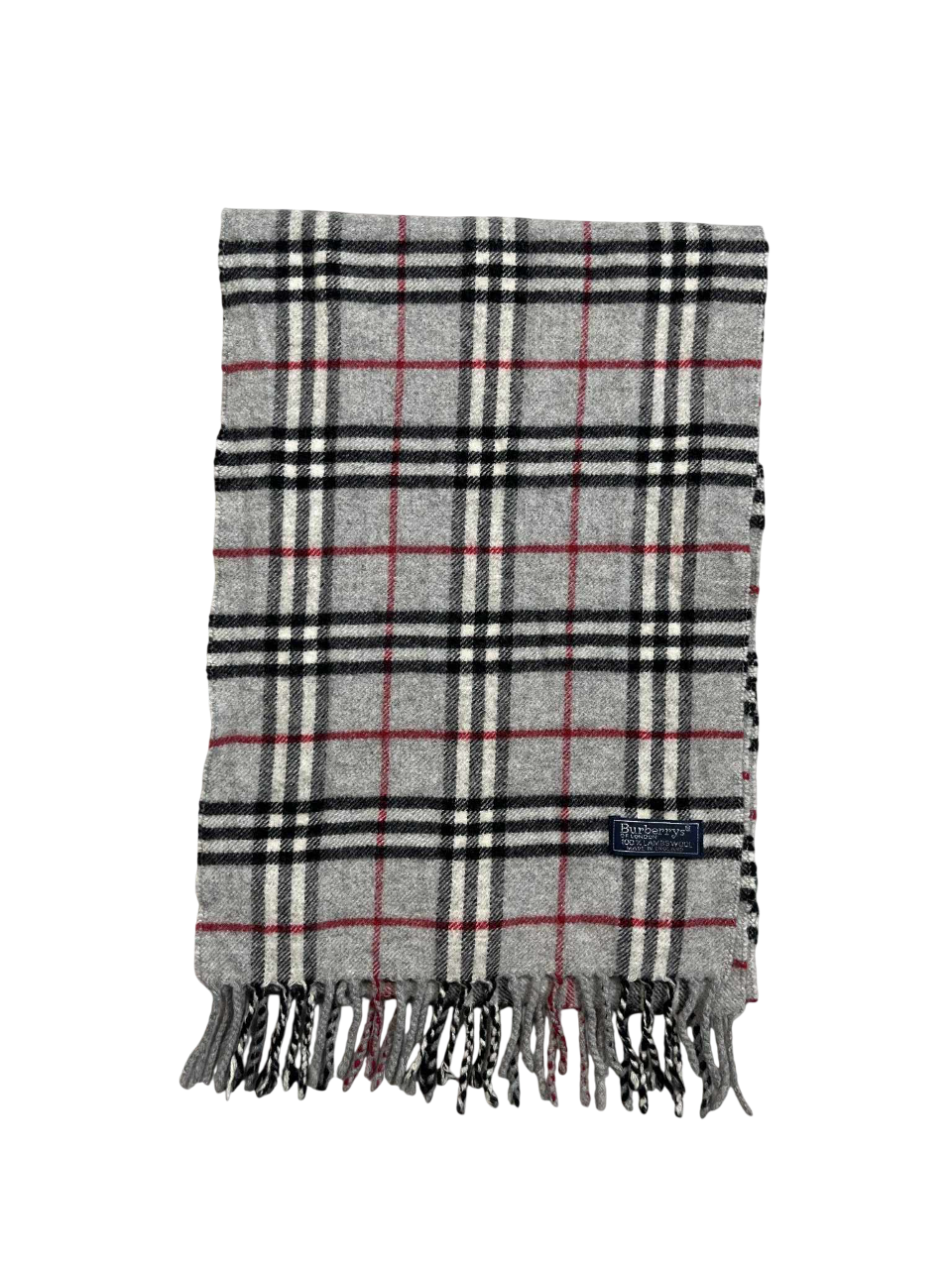 Szürke kockás vintage gyapjú sál rojtos széllel, streetwear kiegészítő.