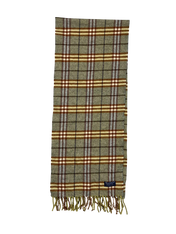 Barna-zöld kockás vintage sál rojtokkal, designer streetwear kiegészítő