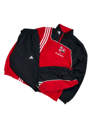 Fekete-piros Adidas melegítő szett, férfi vintage streetwear, AC Milan logóval