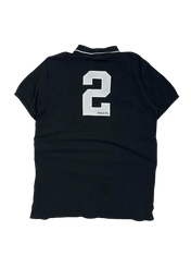 Fekete vintage póló fehér 2-es számmal és POLO R.L felirattal a hátán, streetwear stílus