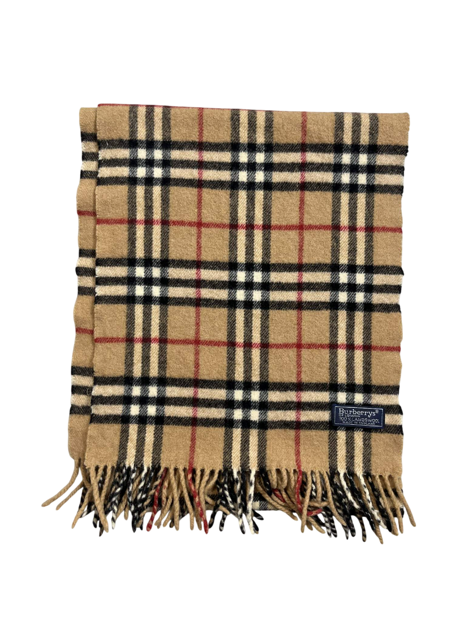 Barna kockás vintage sál, rojtokkal, Burberry címkével, streetwear kiegészítő