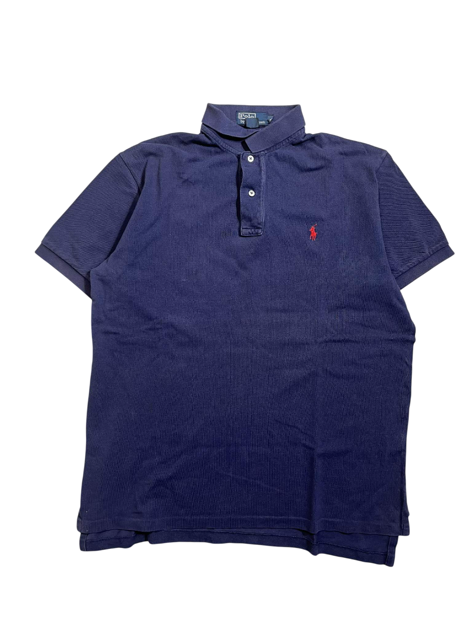 Sötétkék vintage Polo Ralph Lauren galléros póló, piros hímzett logóval.